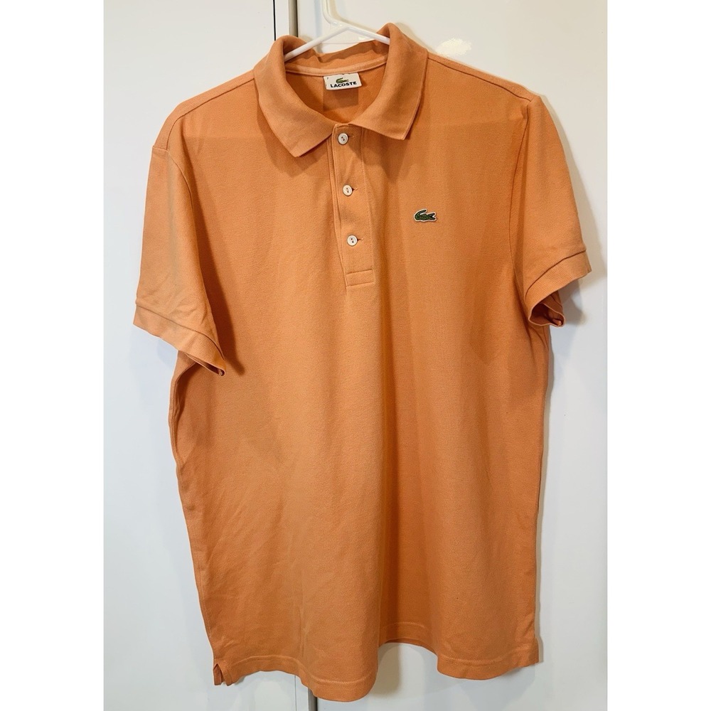 Men's Lacoste Polo Size 7 Classic Fit US XL Salmon Pink Cotton Shirt Casual